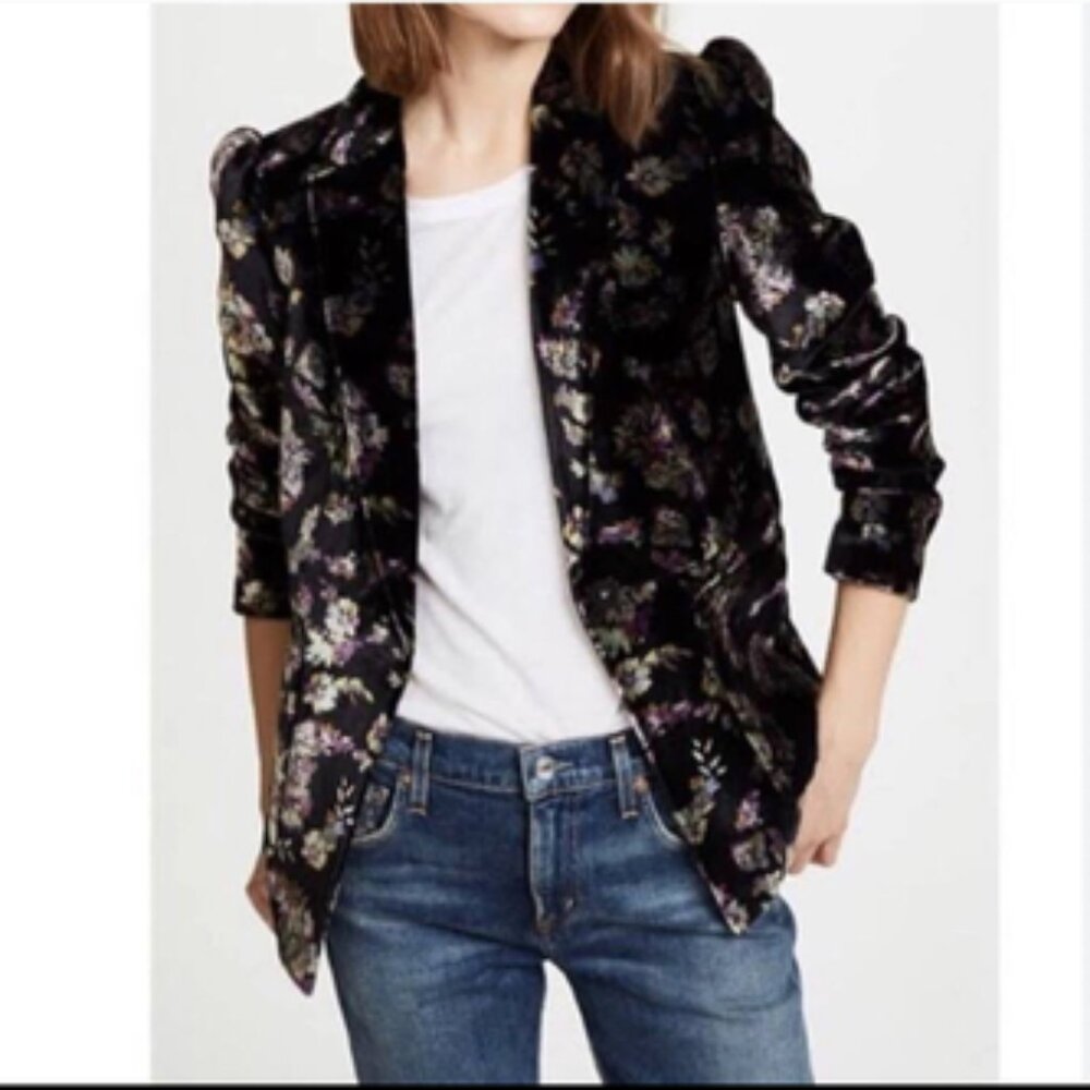 Rebecca Taylor Black Floral Blazer - Size 4
